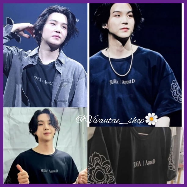 Camiseta Suga AgustD World Tour 2023 D-Day SG Dday Flower Print flor en mangas
