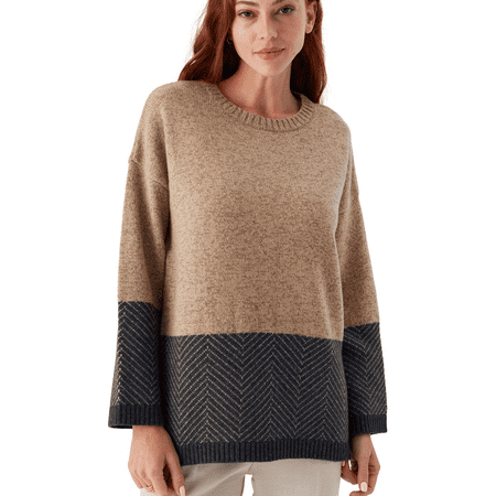 Peraluna MABEL PULLOVER Loose Cut Jacquard Wool Women's Knitwear Sweater | S - Camel Melange