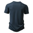 thumbnail image 6 of HomeDM Mens Summer Henley Shirts, Lightweight Workout Muscle Gym T-Shirt Athletic Button Short Sleeve Solid Color Basic Tees, Navy, 6 of 9