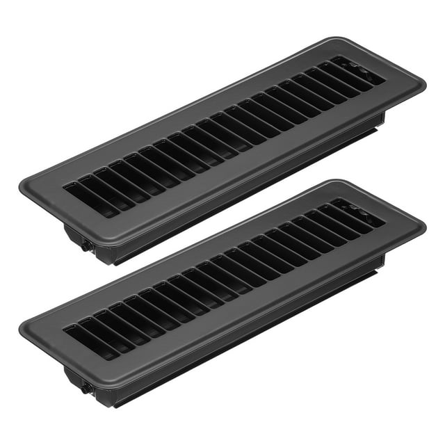Uxcell Registre de Sol 10 x 2 Pouces, 2 Pcs Grilles d'Aération Robustes Réglables, Noir