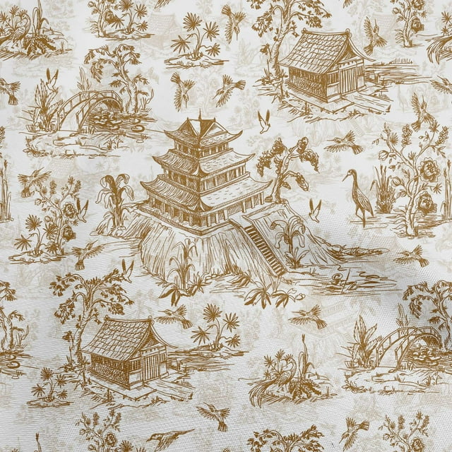 oneOone Cotton Poplin Twill Brown2 Fabric Asian Japanese Pattern Craft Projects Decor Fabric Printed By The Yard 56 Inch Wide