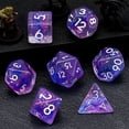 thumbnail image 4 of Polyhedral DND Dice Set, Purple Glitter Resin RPG Dice with White Numbers, 7-Piece, 4 of 5