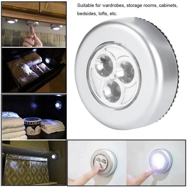 Luz de Armario, Mini 3 Luces LED para Armario Luz de Armario innovadora para el hogar para Salas de Almacenamiento Armarios Cajas de Herramientas para cabeceras Accesorios De Luz Octpeak NO
