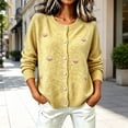 thumbnail image 2 of Womens Floral Cardigan Sweater Long Sleeve Crew Neck Button Down Coat Fashion Comfy Casual Loose Knitted Outwear (XXXL, Yellow-F), 2 of 6