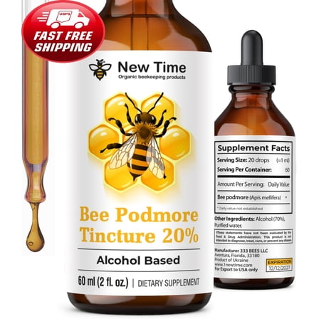 Bee Podmore Tincture 20% Liquid Alcohol Extract Drops, Natural Supplement for Immune Support & Overall Wellness, 2 fl oz