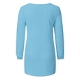thumbnail image 6 of Pullover Sweatshirts for Women Fall Winter Loose Fit Crewneck Long Sleeve Batwing Off the Shoulder Pleated Plain Leisure Cotton Tunic Tops Pullovers(Blue,XXXXXL), 6 of 7