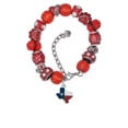 thumbnail image 2 of Delight Jewelry Silvertone Texas with Rope Border Red Paw Print Bead Bracelet, 7"+2", 2 of 4