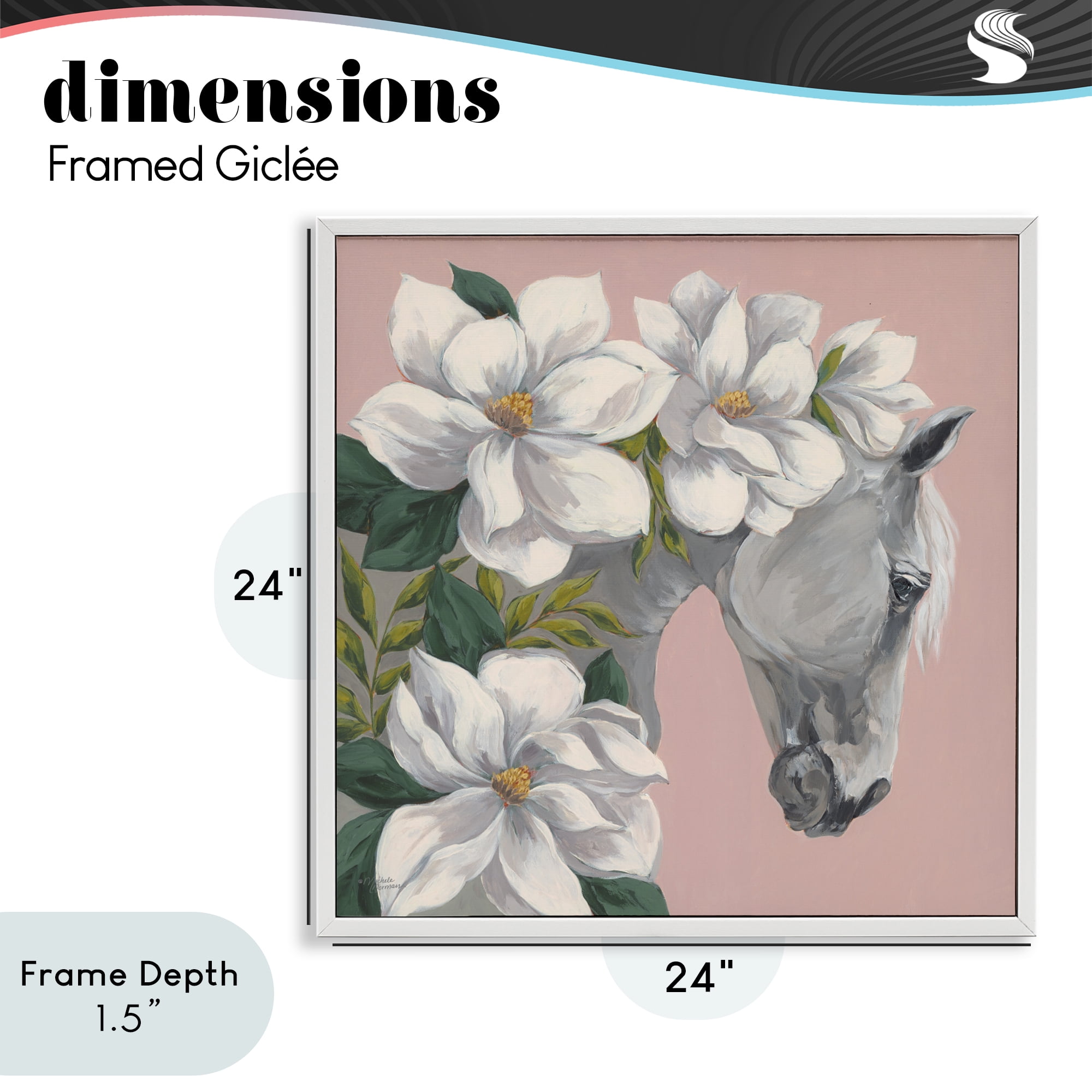 Stupell Industries Sweet Maggie Floral Horse White Framed Giclee Art, design by Michele Norman