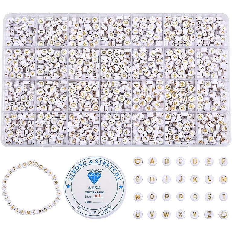 1 Set Letter Beads for Jewelry Making,28 Style White Square A-Z Alphabet  Acrylic Beads Kits Heart Beads for Bracelets Making