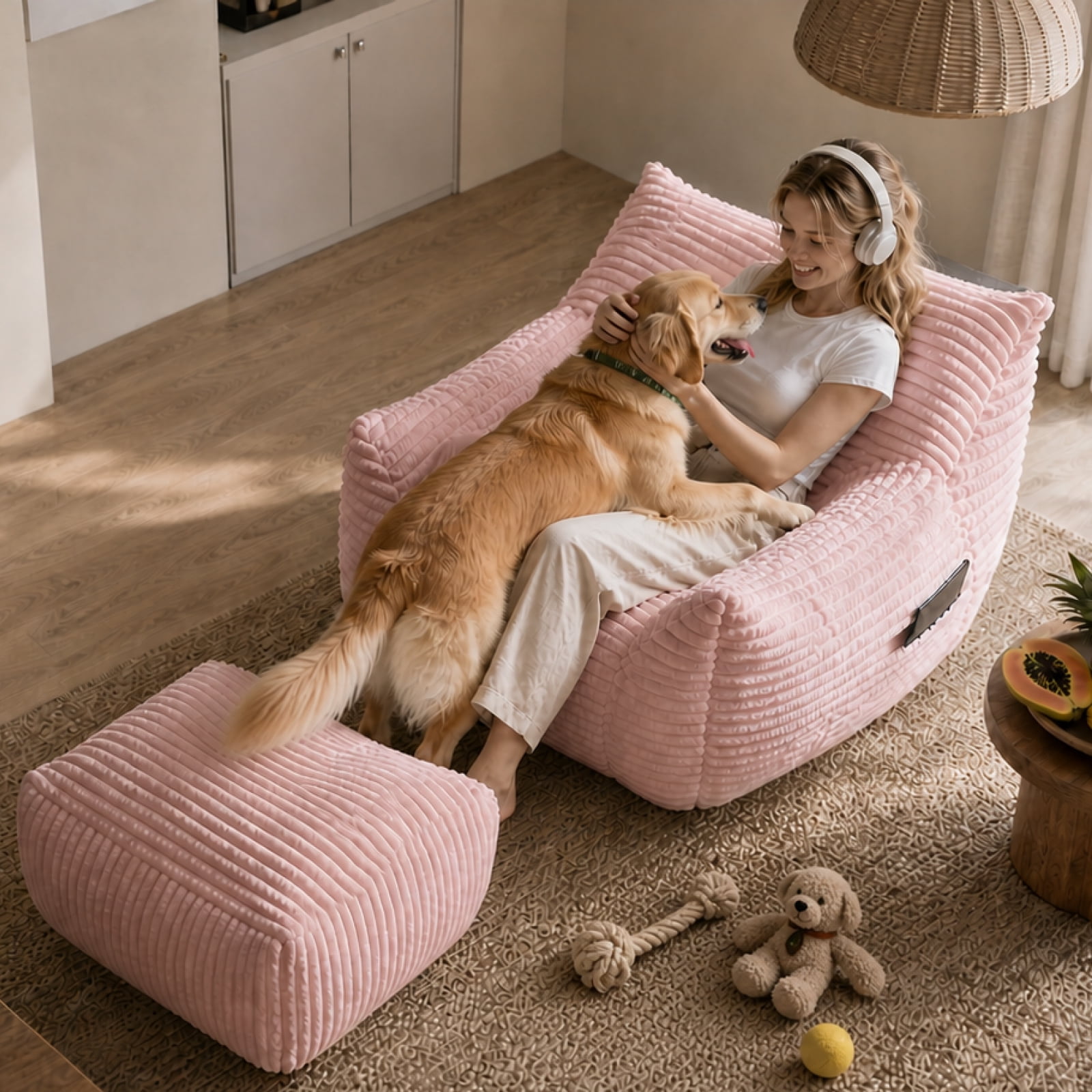 Bean Bag Chair for Adults, Oversized Comfy Beanbag Living Room Lazy Sofa for Bedroom & Dorm