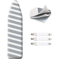 SheeChung 48x15 Ironing Board Cover and Pad - with Elasticized Edges and 3 Connecting Straps,Premium Heavy Duty 3-Layer Silicone Coated Cover,Heat Reflective, Scorch Resistant
