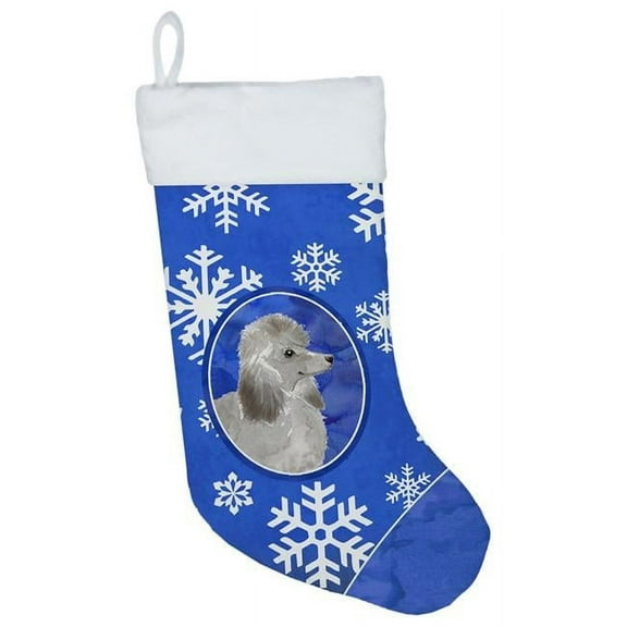 Caroline's Treasures Winter Snowflakes Poodle Multi-color Christmas Stocking, with Soft Suede Fabric 18"