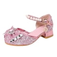 thumbnail image 4 of Durtebeua Little Kids Girls Dress Pumps Glitter Sequins Princess Low Heels Mary Jane Party Dance Shoes Rhinestone Sandals Red,3, 4 of 5
