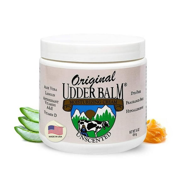 Original Udder Balm Moisturizing Cream 16oz Jar. The ultra soothing balm for dry, flakey, cracked, chapped skin and fingers