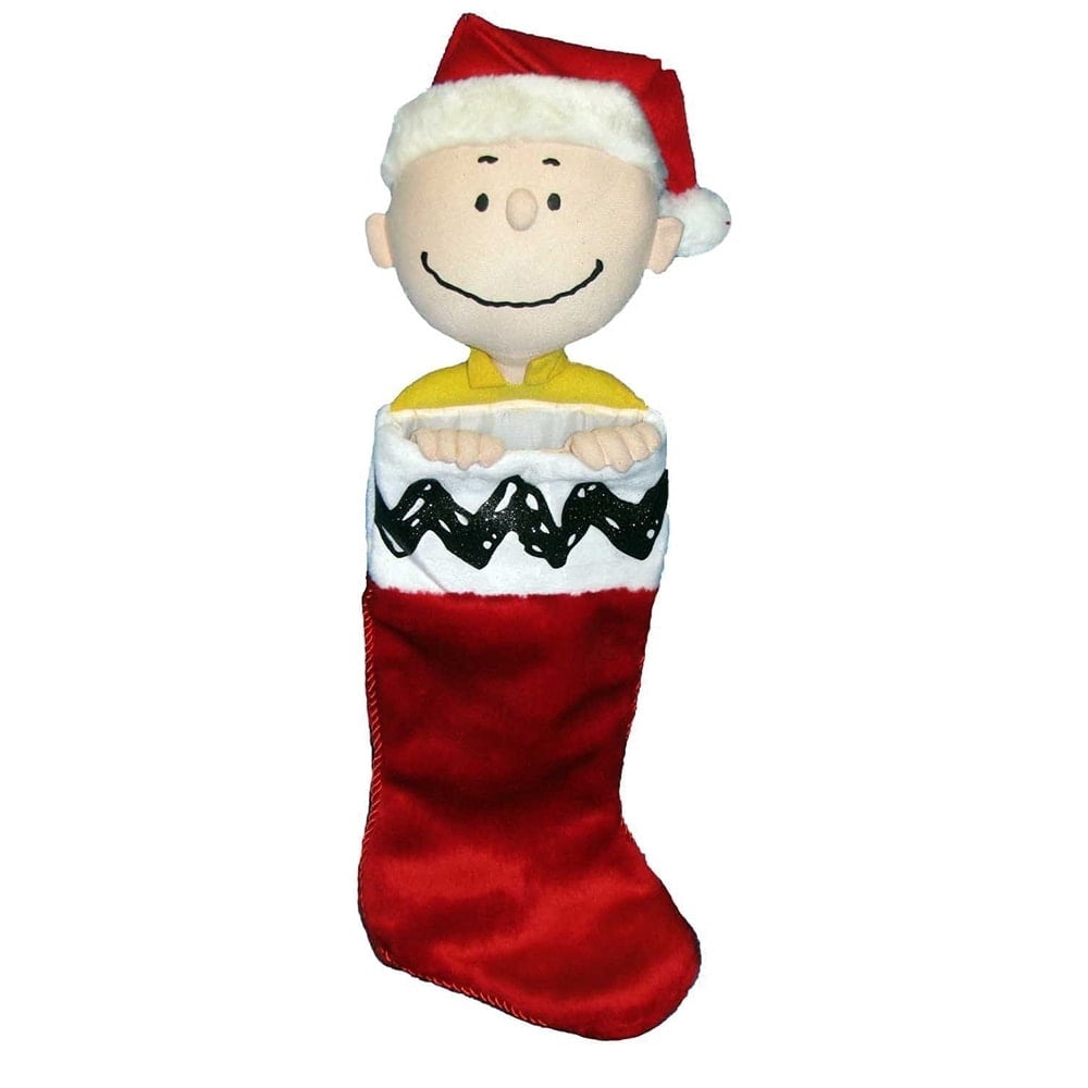 Kurt Adler 21-Inch Charlie Brown Plush Head Christmas Stocking – Peanuts Holiday Tree and Mantel Decoration