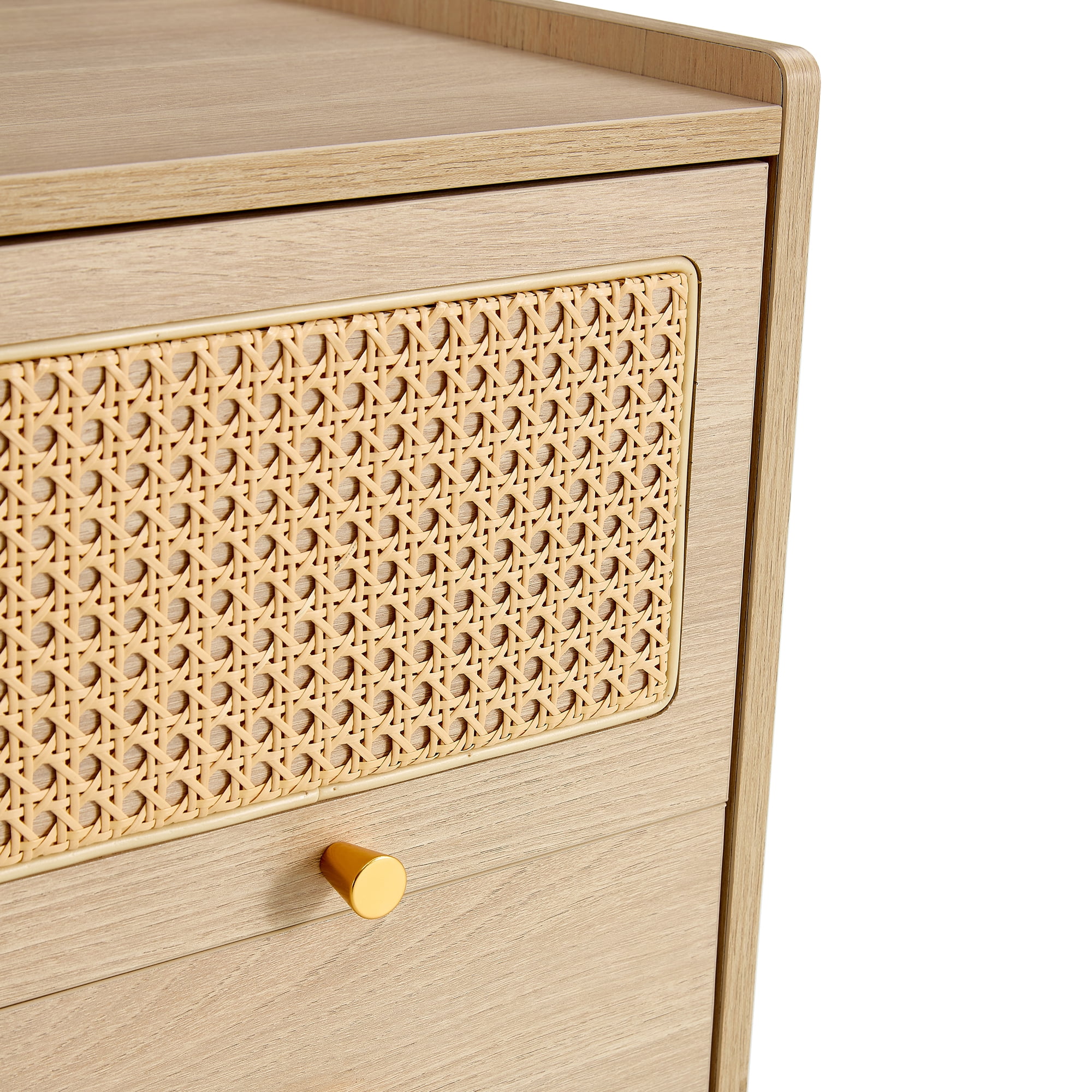 Resenkos Modern Natural End Side Table Nightstand, Bedroom Furniture with Rattan Drawers Resenkos Modern Natural End Side Table Nightstand, Bedroom Furniture with Rattan Drawers