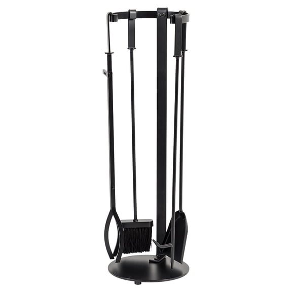 Modern Ember Knoll 28.75" H 5 Piece Fireplace Tool Set - Black
