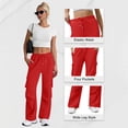 thumbnail image 2 of Livrdious Wide Leg Cargo Sweatpants for Women Casual Drawstring High Waisted Baggy Sweat Pants with Pockets, 30'' Inseam, 2 of 8