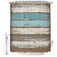 thumbnail image 2 of Farmhouse Blue Grey Brown Waterproof Fabric Shower Curtain,Vintage Ombre Wooden Waterproof Fabric Shower Curtain for Bathroom Curtains Bathtubs Hotel Shower Curtains with 12 Hooks Stall 54x78in, 2 of 8