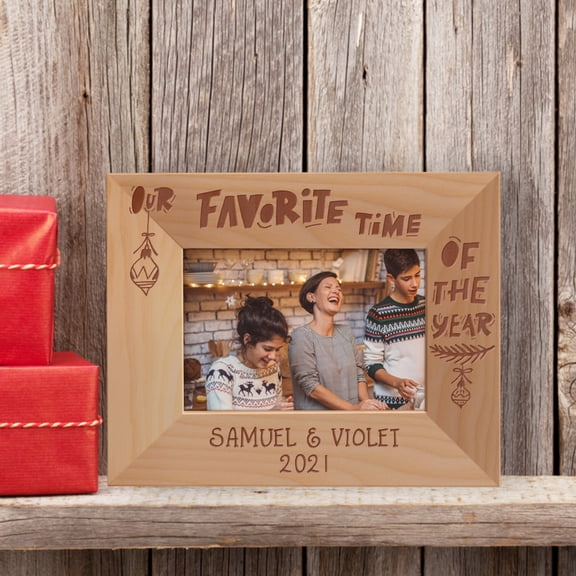 Our Favorite Time Of The Year Personalized Wooden Frame-5" x 3 1/2" Brown Horizontal