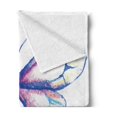 thumbnail image 2 of Dragonfly Soft Flannel Fleece Blanket, Single Dragonfly Featured in Soft Color Fast Long-Bodied Predatory Insect Theme, Cozy Plush for Indoor and Outdoor Use, 50" x 70", Violet Blue, by Ambesonne, 2 of 5