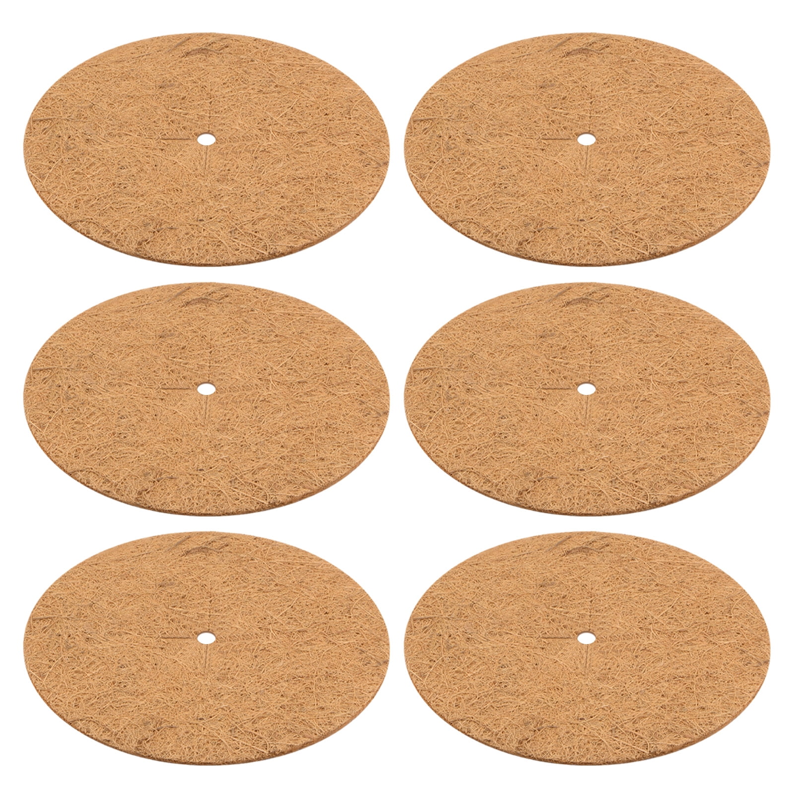 Uxcell 6-Pack Coconut Fibers Mulch Ring Tree Protector Mat, 23.6 Inch Tree Ring Mulch Mat for Plants [Coconut Brown]