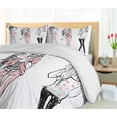 thumbnail image 5 of Ambesonne Fashion Duvet Cover Sets, Cartoon Teenagers, 2-King, Pale Pink White Black, 5 of 7