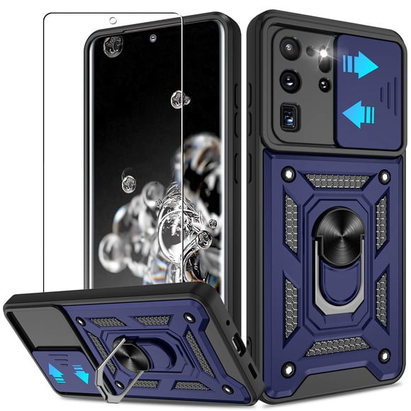 Funda ATUMP para Samsung Galaxy S20 Ultra con Protector de Pantalla HD, Resistente con Soporte Metálico Giratorio 360° [Grado Militar], Funda Protectora para Galaxy S20 Ultra 5G, Azul