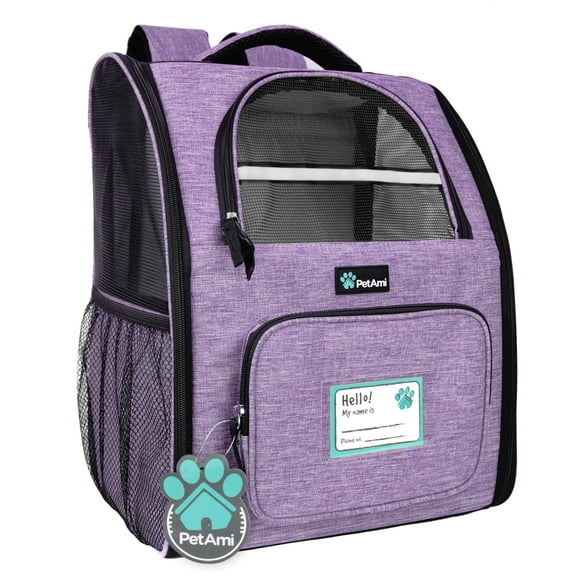 PetAmi Sac à Dos pour Chien pour Petit Grand Chat, Chiot - Sac de Randonnée Ventilé, Approuvé par les Compagnies Aériennes, Camping Vélo jusqu'à 18lbs - Violet