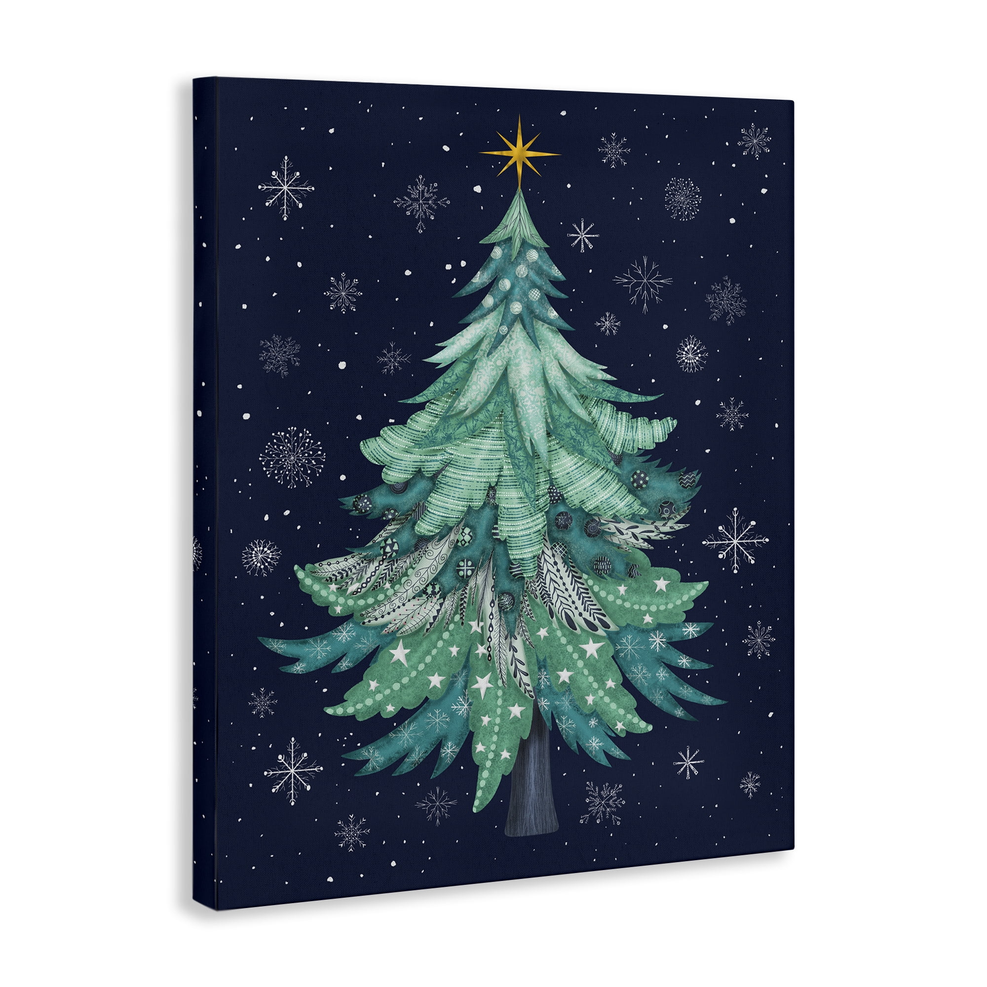 Stupell Industries Abstract Pattern Xmas Tree Holiday Painting Gallery Wrapped Canvas Art Prints Wall Art, 36 x 48