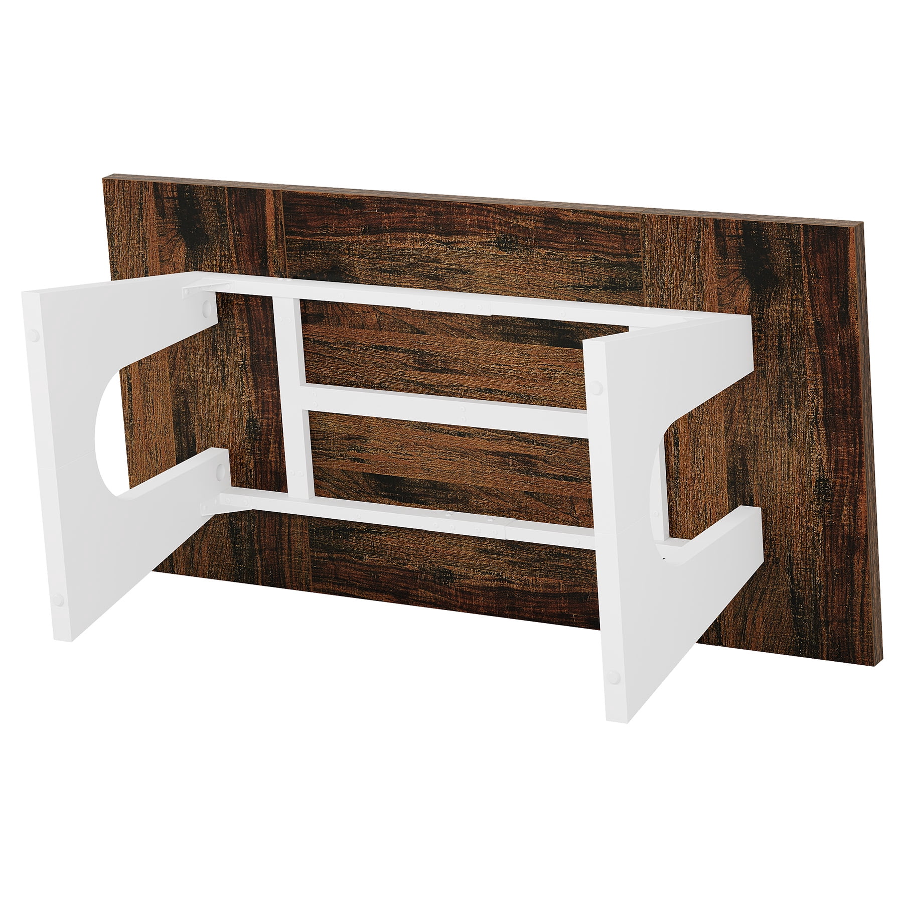 Fnova 70.9" Rectangular Dining Table for 6-8 People, Large Farmhouse Wood Kitchen Table with Heavy Duty Legs, Easy to Assemble