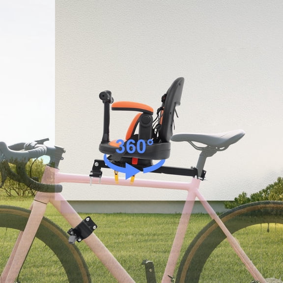 Bicycle Seat, Front Bicycle Seat for Children, Bike Child Seat Black and Orange