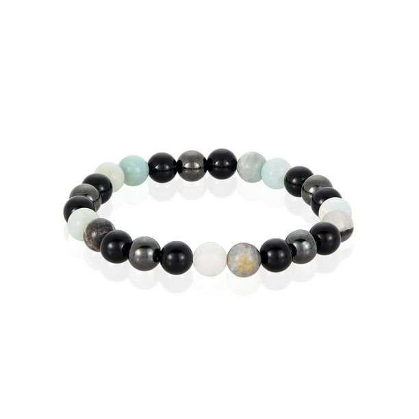Coastal Jewelry Coastal Jewelry Men S Amazonite Stone With Onyx And Magnetic Hematite Beaded Stretch Bracelet 8mm Walmart Com Walmart Com