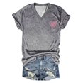thumbnail image 1 of Gibobby Camiseta de manga corta para mujer Camiseta cómoda informal manga corta con cuello en V y estampado en color corazón para mujer(Gris,XL), 1 of 4