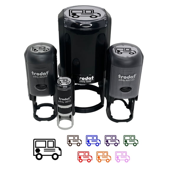 School Bus Icon Self-Inking Rubber Stamp Ink Stamper - Fuchsia Ink - Small 3/4 Inch