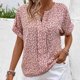 thumbnail image 1 of Fiudx Camisetas para Mujer Top Casual de Manga Corta Estampado con Cuello En V para Mujer Top/Camisa con Cuello En V de Manga Corta, 1 of 7