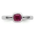thumbnail image 3 of Sterling Silver Cushion Cut Created Ruby Ring, 3 of 5