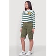 thumbnail image 3 of Women's Plus Size NY Chenille Patch Striped Rugby Polo Top, 3 of 4