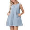 thumbnail image 2 of Vestido Vidifid para mujer, casual, sin mangas, de mezclilla, azul claro, 2 of 6