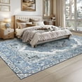 thumbnail image 2 of Wondo 8x10 Blue Area Rug - Machine Washable Non-Slip Rubber Backing, Low Pile Vintage Carpet for Living Room Bedroom Kitchen Dining Office, 2 of 9