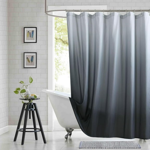 Extra Wide Fabric Shower Curtain, Blue Ombre Waterproof Around Shower Curtains for Bathroom, Microfiber Cloth Wide Bath Curtains, 108" W x 84" H