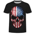 thumbnail image 1 of Unique National Flag Design Skull Print Men's Short Sleeve T-Shirt 3D Novelty Skull Cool Skeleton Graphic Tshirt Summer Fashion Top Tee, 1 of 2