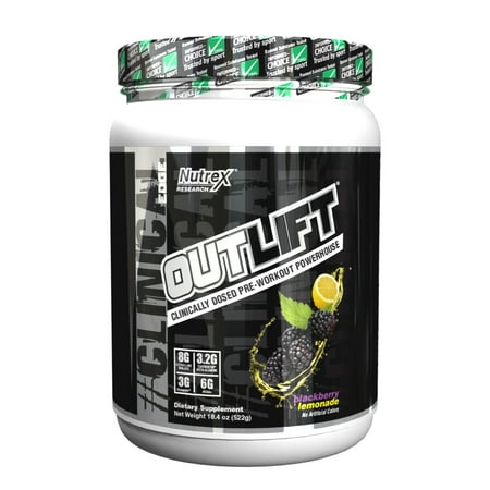 Nutrex Research Outlift Clinically Dosed Pre-Workout Powerhouse Blackberry Lemonade, 20 Servings