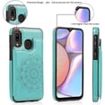 thumbnail image 6 of Design for Samsung Galaxy A20S Case with Tempered Glass Screen Protector Credit Card Holder Slot, Leather Wallet Phone Cases Kickstand Protective Cover for Galaxy A 20S A20 A207M Men Green, 6 of 13