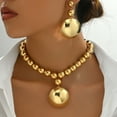 thumbnail image 3 of PRIYAL Gold Plated Necklace & Earring Set for Women - Exaggerated Big Beading Choker & Dainty Big Gold Plated Dangle Drop Earrings, 3 of 6