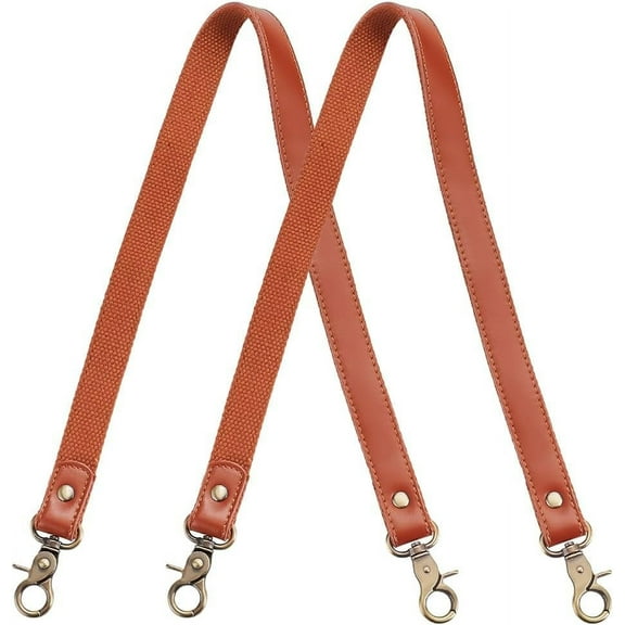 2pcs Replacement Leather Bag Handles 22.8 Inch Brown Purse Straps Handbags Shoulder Bag Strap Sewing Canvas Handbag Handles with Swivel Clasp for DIY Purse Making Handmade Bag