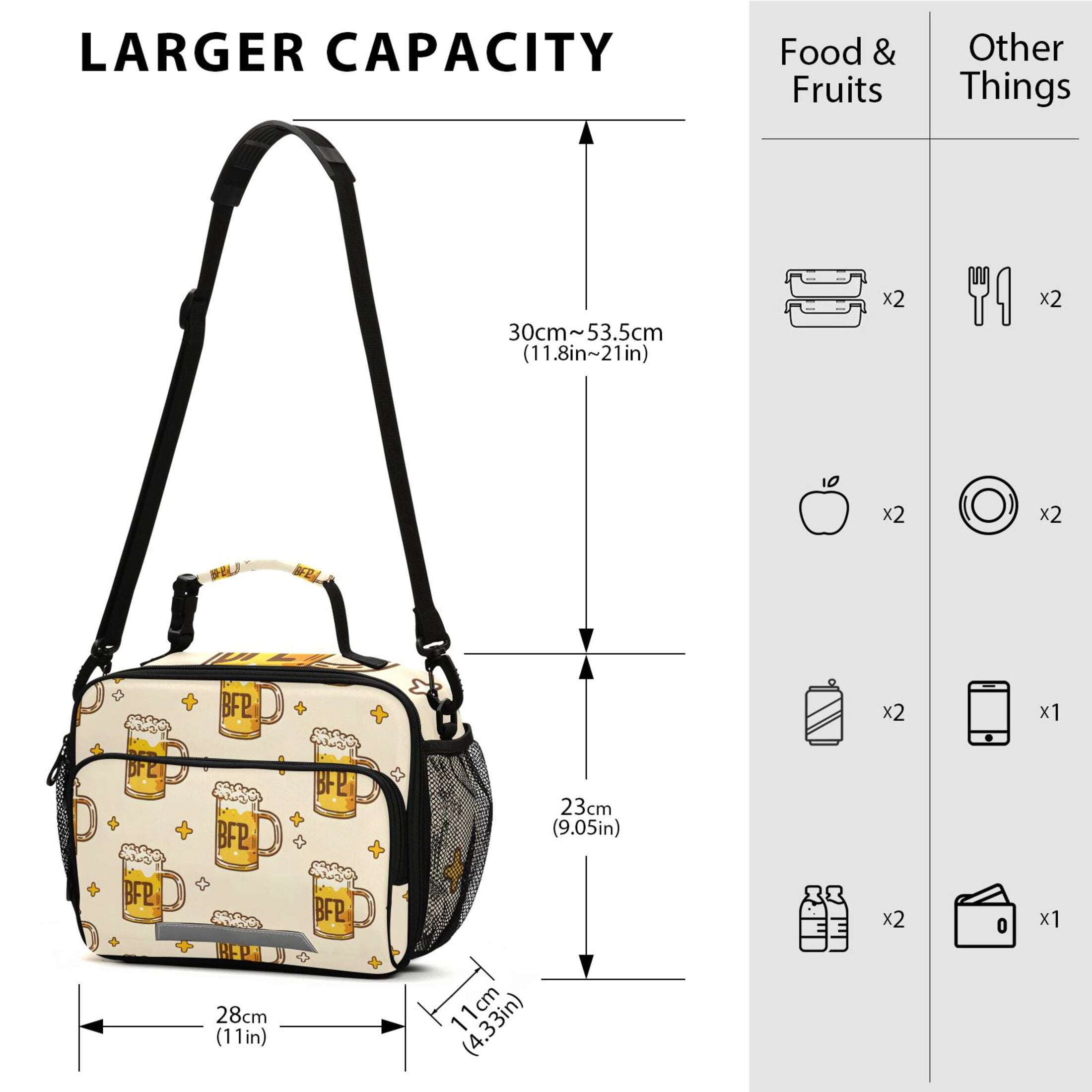 Cartoon Beers and Stars Insulated Lunch Bag Portable Cooler Bag Mommy Bag Large Capacity 6L