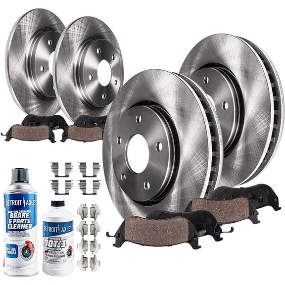 Detroit Axle - Front Brake Kit for 4-Wheel Disc 2006-2011 Honda Civic Brake Rotors and Ceramic Brakes Pads 2007 2008 2009 2010 Replacement: 10.31" Front & 10.24" Rear Rotors