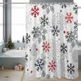 thumbnail image 2 of Red Black Grey Snowflakes Bathroom Shower Curtain Winter Christmas Snowflakes Waterproof Washable Shower Curtains for Bathtub Bath Decor with Grommets and Hook 54 X 78 Inch, 2 of 8