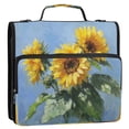 thumbnail image 2 of Water-Resistant 3-Ring Binder Organizer with Multiple Pockets Zipper Binder Bag for Office Sunflowers Painting, 2 of 8